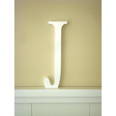 Silueta letra grande "J" lacada color blanco