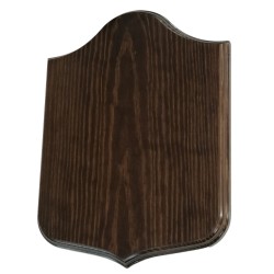 Metopa .Metopa en madera maciza. Modelo A- Peana madera para colgar. En madera maciza, barnizada color Nogal.(24*32 cms) cms)
